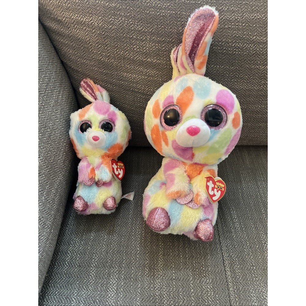 TY Beanie Babies Boos Bunny Rabbit Bloomy Plush Stuffed Animal Medium And Small